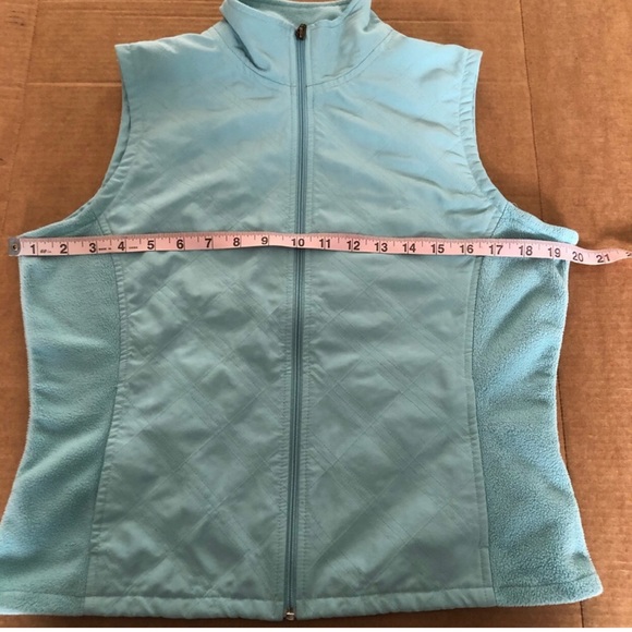 Columbia Vertex Quilted Down Blue Fleece Zip Up Vest Size Small - Picture 8 of 9